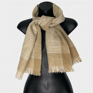 Vintage Beige Plaid Knit Scarf